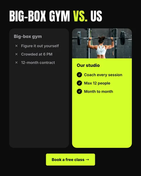 Meta ad for a fitness studio brand