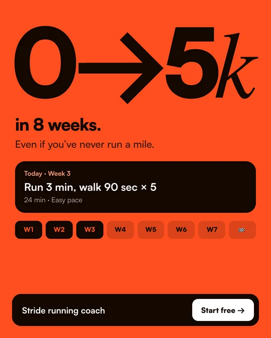Bold type ad for Stride running app