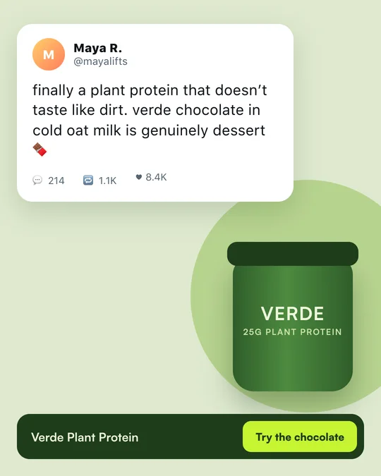 Social post ad for Verde plant protein